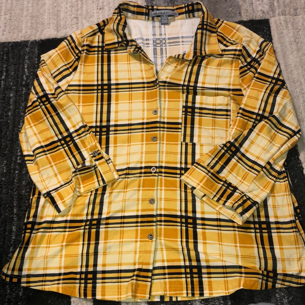 Plaid Yellow Button Down